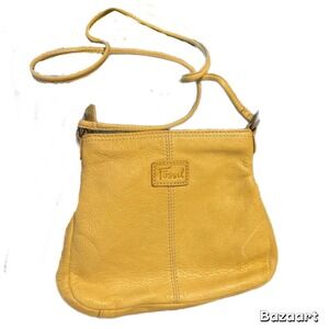 Vintage Fossil Leather Crossbody Purse Bag Yellow